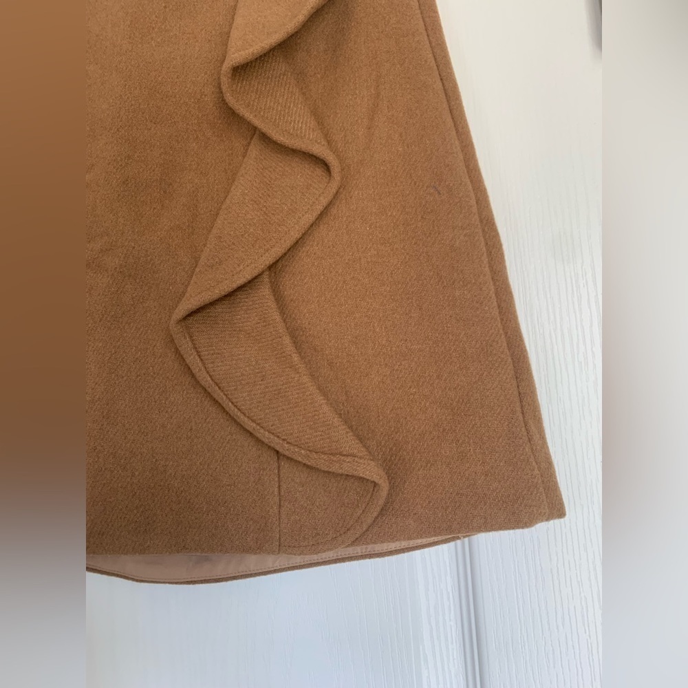 NWT J Crew Wool Blend Ruffle Skirt Size 2 Camel Tan High Rise Mini Preppy - Picture 6 of 12